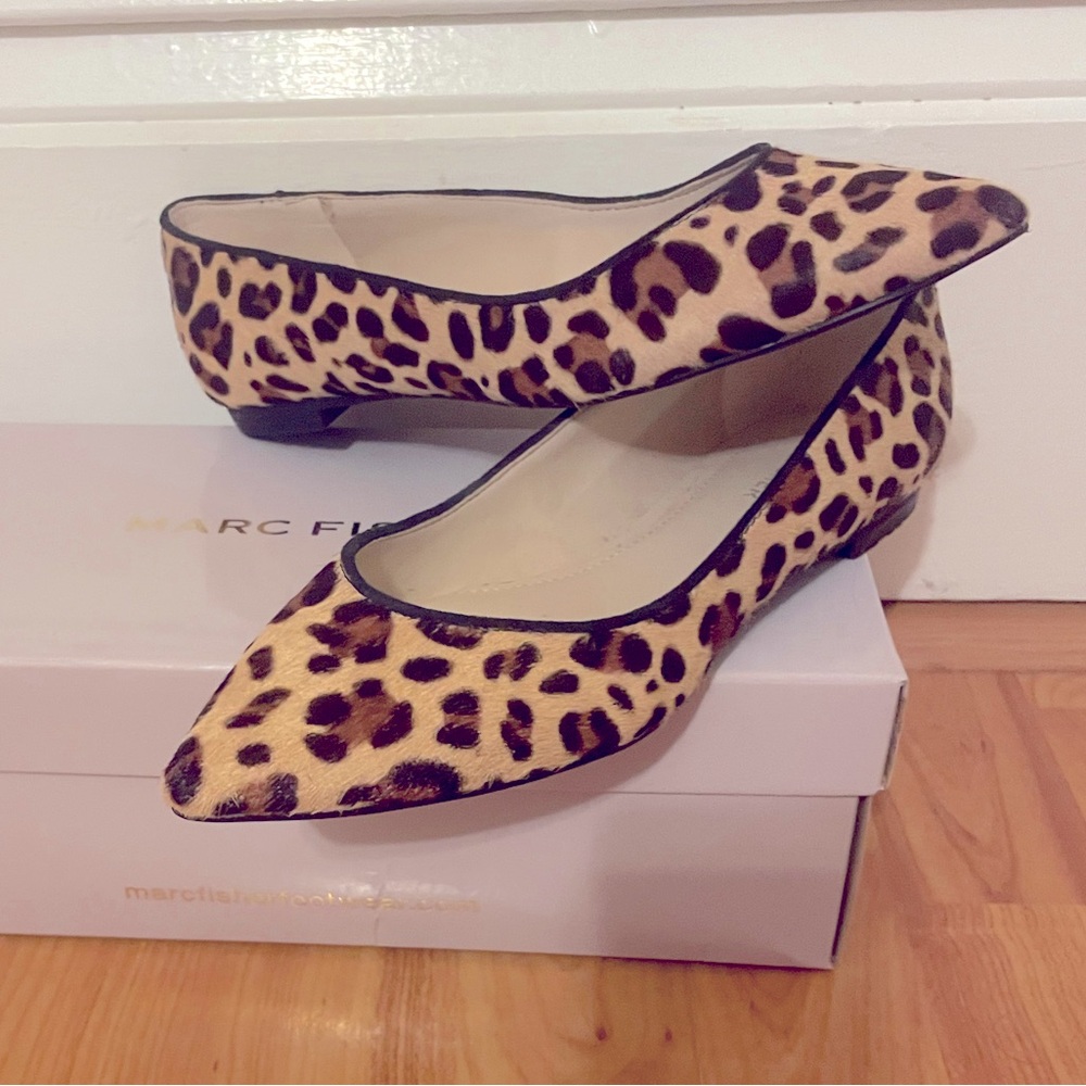 Marc Fisher “Elany” pony hair leopard flat NEW IN BOX